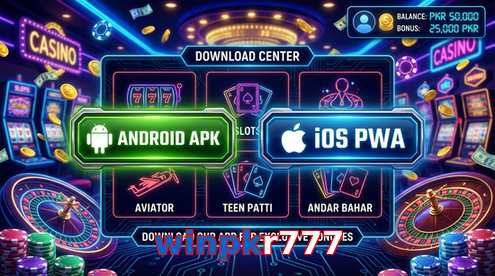 Main screen of Winpkr777 download page for PK players